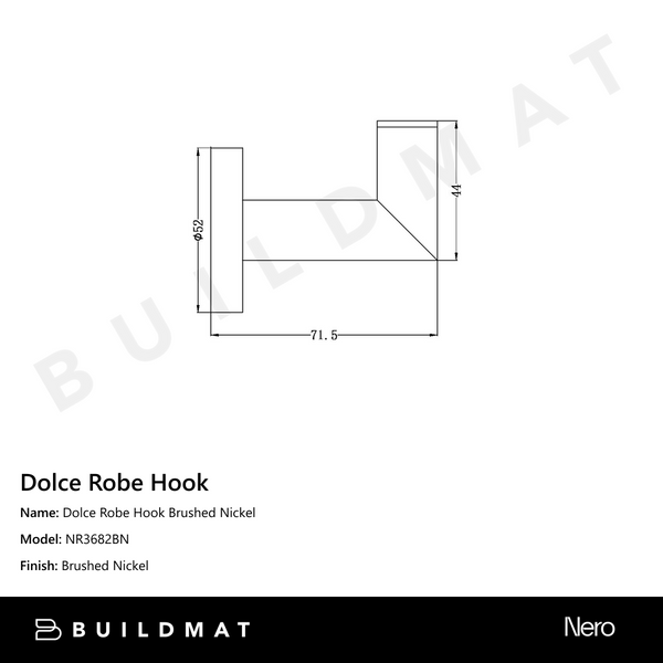 Nero Dolce Robe Hook Brushed Nickel