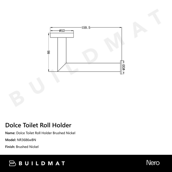 Nero Dolce Toilet Roll Holder Brushed Nickel