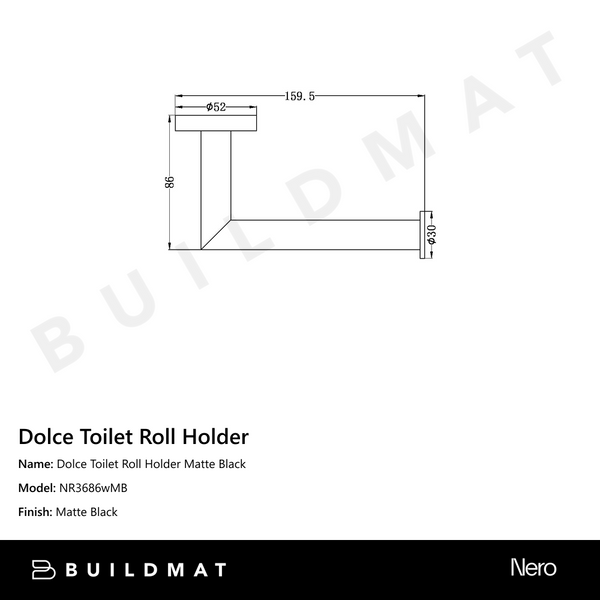 Nero Dolce Toilet Roll Holder Matte Black