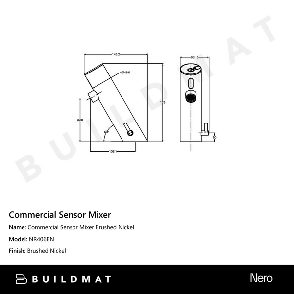 Nero Commercial Sensor Mixer Brushed Nickel