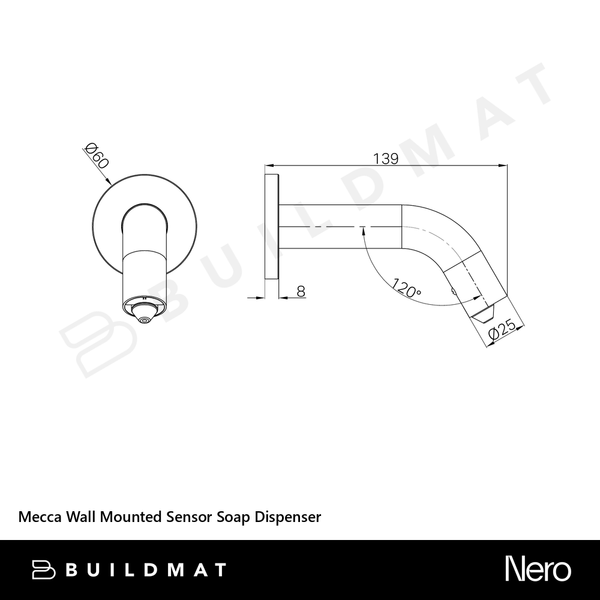 Nero Mecca Wall Mounted Sensor Soap Dispenser Matte Black