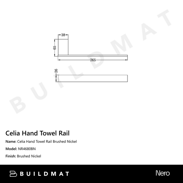 Nero Celia Hand Towel Rail Brushed Nickel