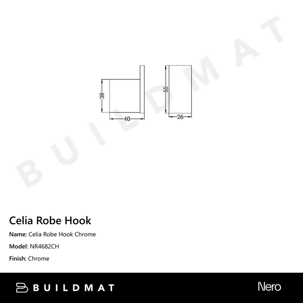 Nero Celia Robe Hook Chrome