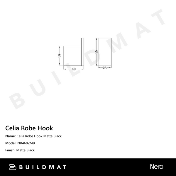 Nero Celia Robe Hook Matte Black