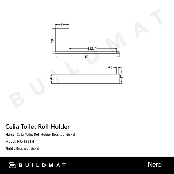 Nero Celia Toilet Roll Holder Brushed Nickel
