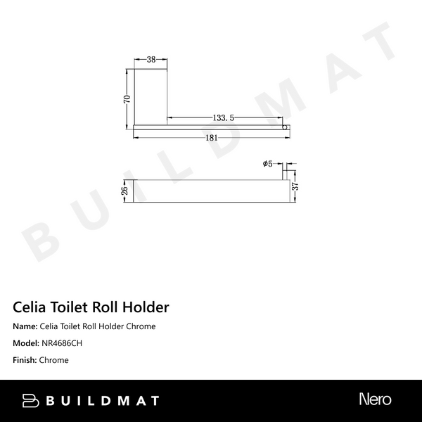 Nero Celia Toilet Roll Holder Chrome