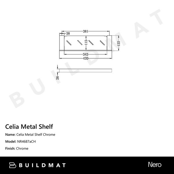 Nero Celia Metal Shelf Chrome
