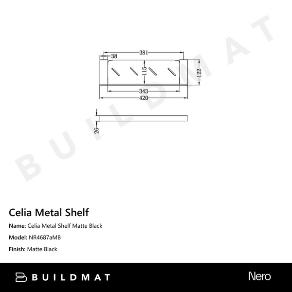 Nero Celia Metal Shelf Matte Black