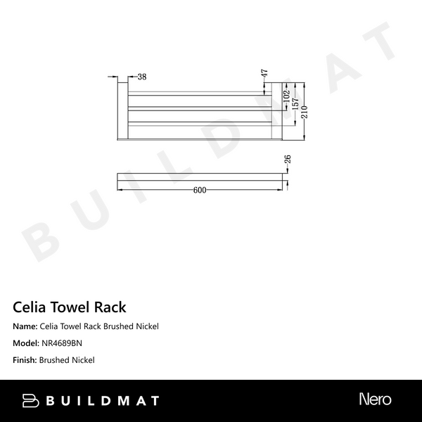 Nero Celia Towel Rack Brushed Nickel