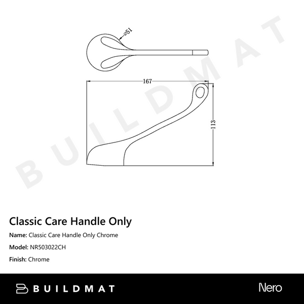 Nero Classic Care Handle Only Chrome