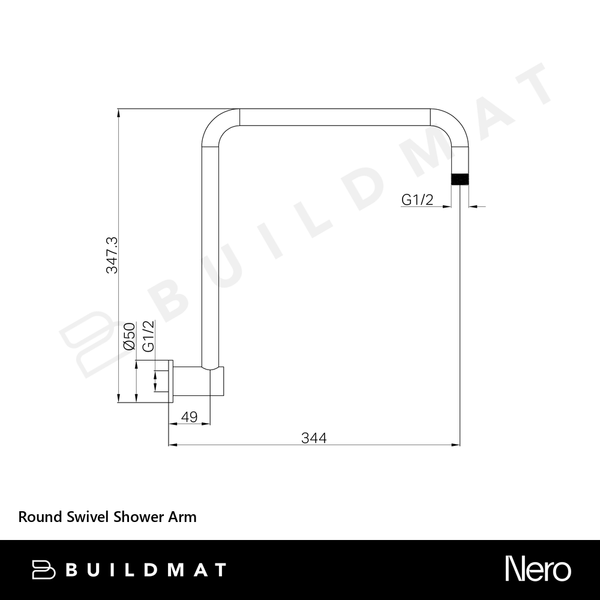 Nero Round Swivel Shower Arm Brushed Bronze