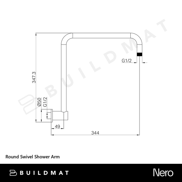 Nero Round Swivel Shower Arm Rome Bronze