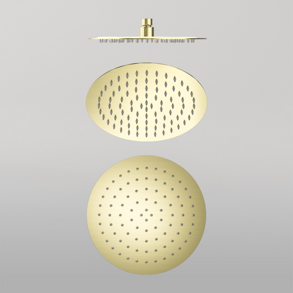 Nero 250mm Round Stainless Steel Shower Head 250mm 4 Star Rating Brushed Gold
