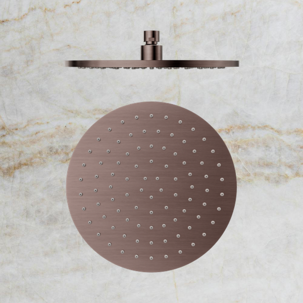 Nero 250mm Round Metal Shower Head II Brushed Bronze