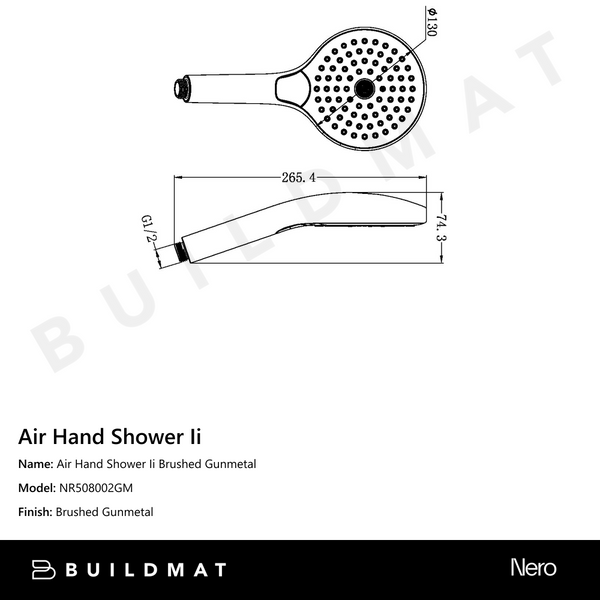 Nero Air Hand Shower II Gun Metal
