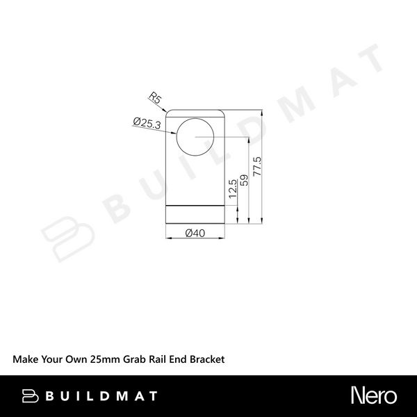 Nero Mecca Care Make Your Own 25mm Grab Rail End Bracket Chrome