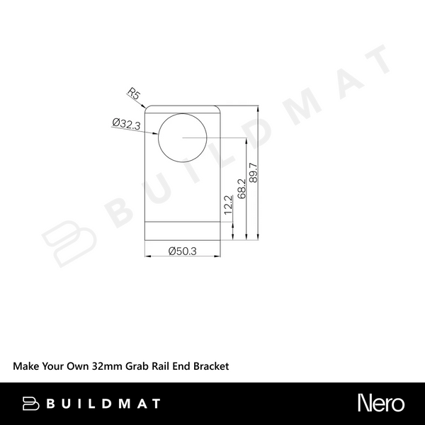 Nero Mecca Care Make Your Own 32mm Grab Rail End Bracket Brushed Gold