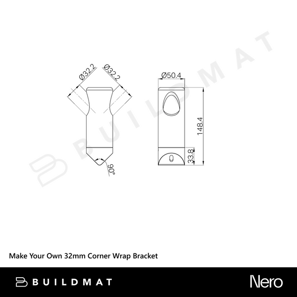 Nero Mecca Care Make Your Own 32mm Corner Wrap Bracket Brushed Gold
