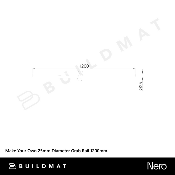 Nero Mecca Care Make Your Own 25mm Grab Rail 1200mm Chrome