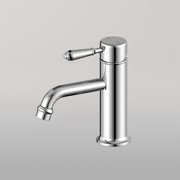 Nero York Straight Basin Mixer With Metal Lever Chrome