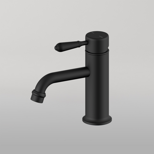 Nero York Straight Basin Mixer With Metal Lever Matte Black