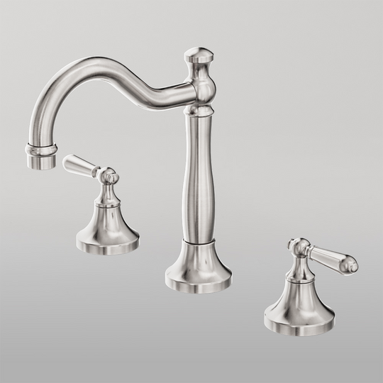 Nero York Basin Set With Metal Lever Brushed Nickel