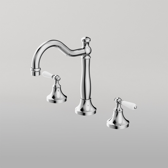 Nero York Basin Set With White Porcelain Lever Chrome