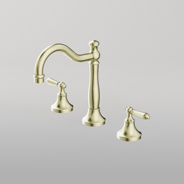 Nero York Basin Set With Metal Lever Aged Brass