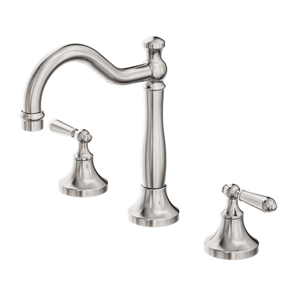 Nero York Basin Set With Metal Lever Brushed Nickel