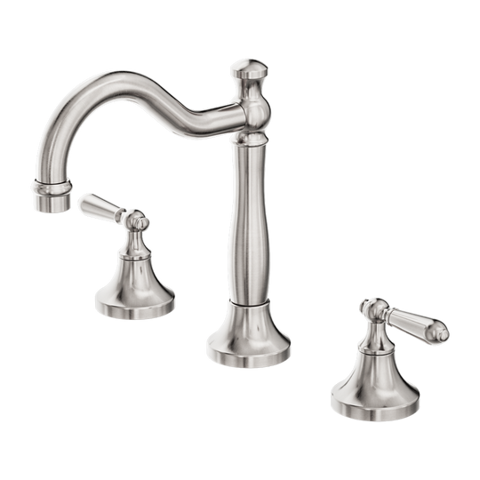 Nero York Basin Set With Metal Lever Brushed Nickel