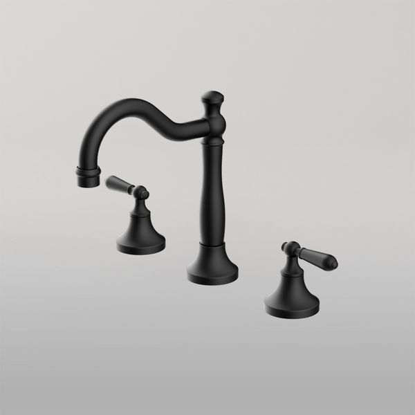 Nero York Basin Set With Metal Lever Matte Black