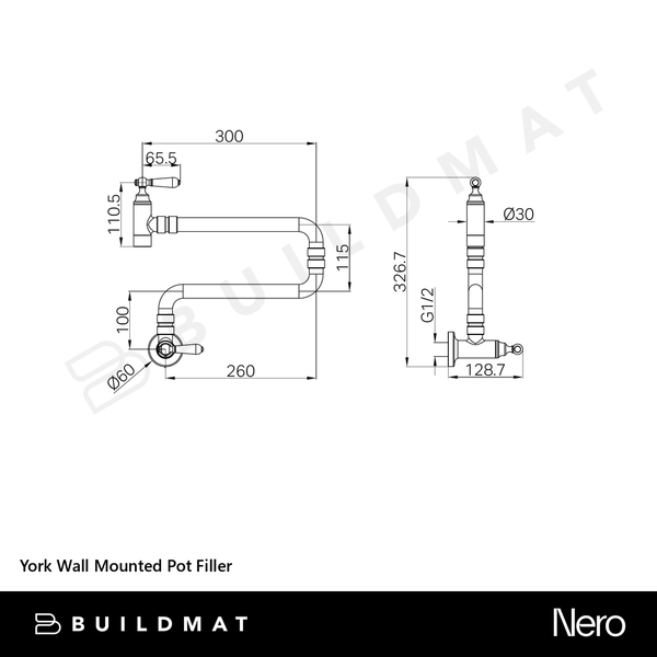 Nero York Wall Mounted Pot Filler Matte Black