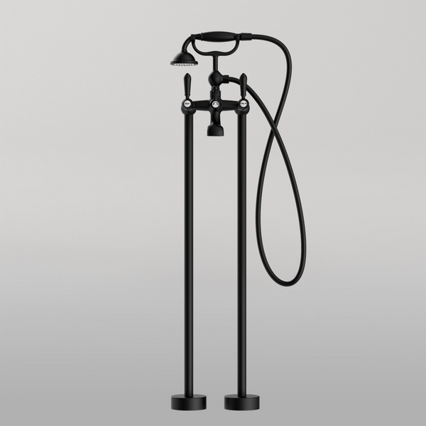 Nero York Freestanding Bath Mixer With Metal Hand Shower Matte Black