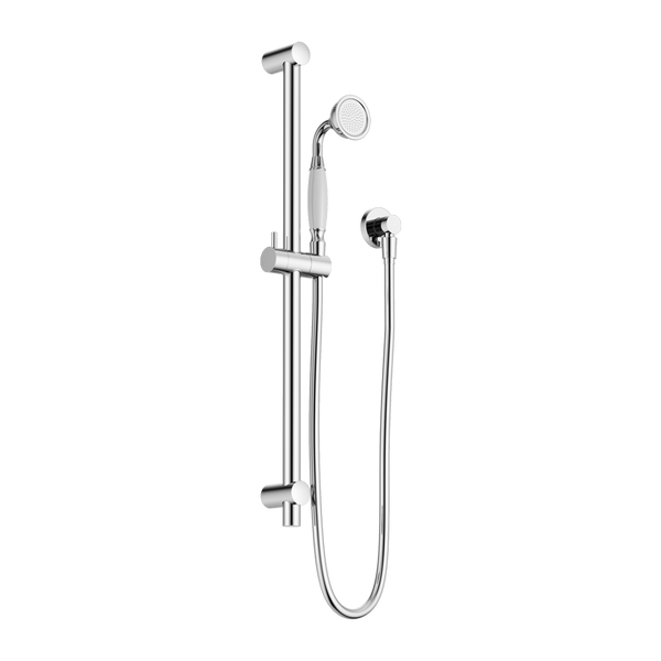 Nero York Shower Rail With White Porcelain Hand Shower Chrome