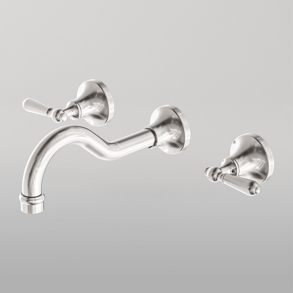 Nero York Wall Basin Set With Metal Lever Brushed Nickel