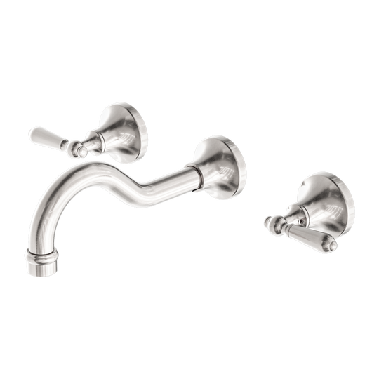 Nero York Wall Basin Set With Metal Lever Brushed Nickel