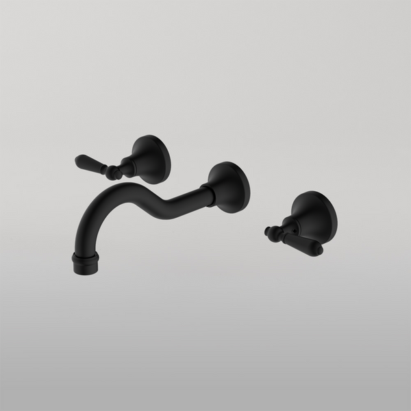 Nero York Wall Basin Set With Metal Lever Matte Black