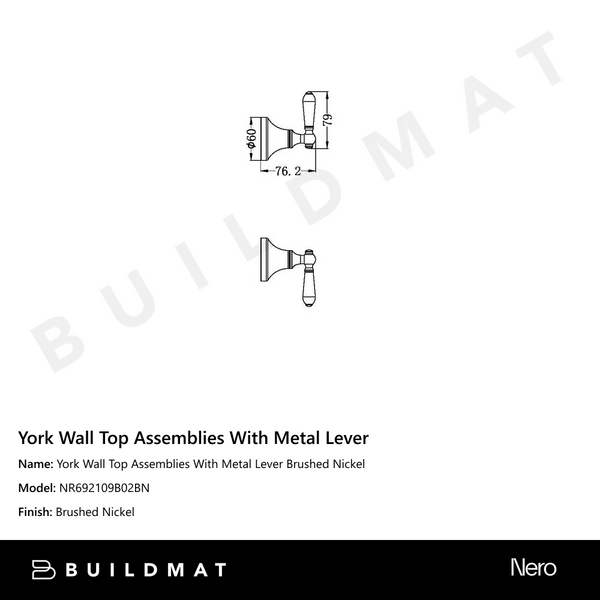 Nero York Wall Top Assemblies With Metal Lever Brushed Nickel