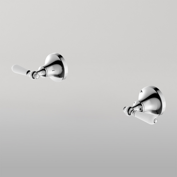 Nero York Wall Top Assemblies With White Porcelain Lever Chrome