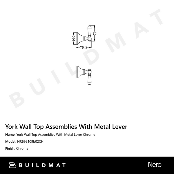 Nero York Wall Top Assemblies With Metal Lever Chrome