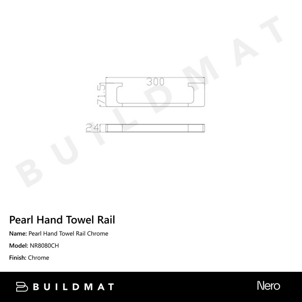 Nero Pearl Hand Towel Rail Chrome
