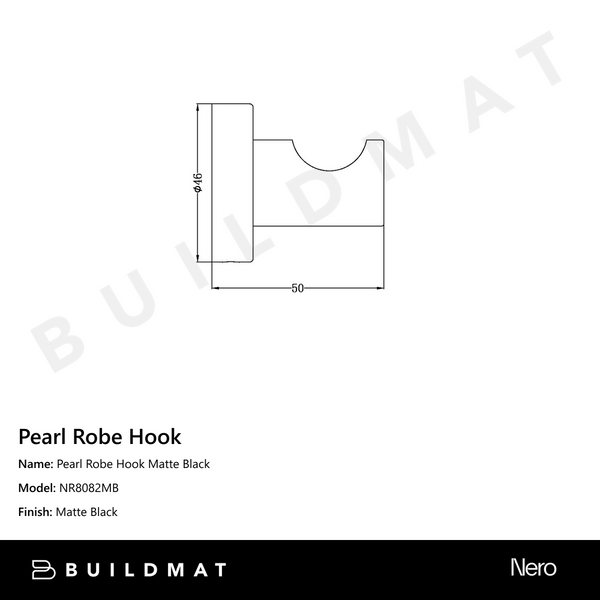 Nero Pearl Robe Hook Matte Black