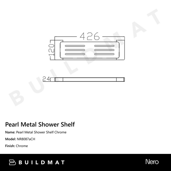 Nero Pearl Metal Shower Shelf Chrome