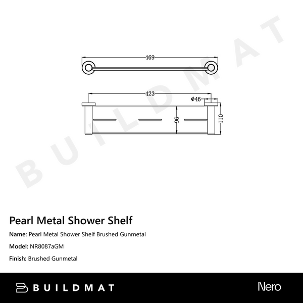Nero Pearl Metal Shower Shelf Gunmetal