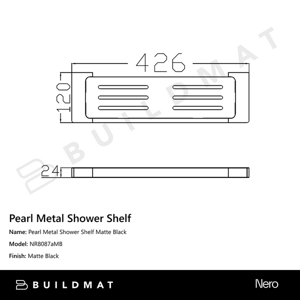 Nero Pearl Metal Shower Shelf Matte Black