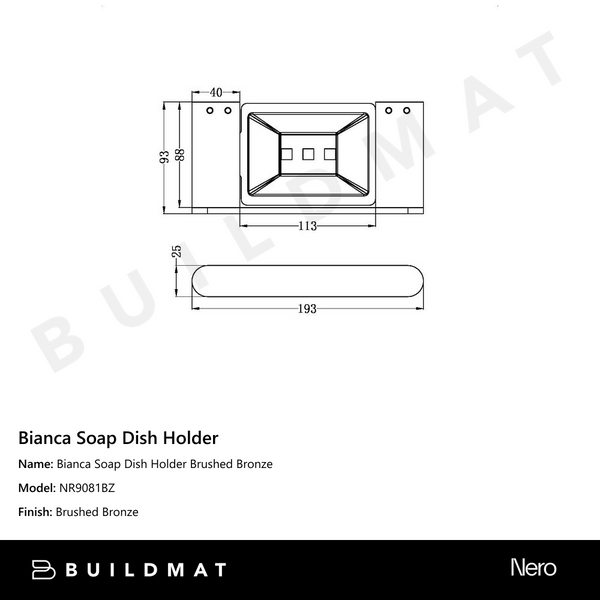 Nero Bianca Soap Dish Holder Brushed Bronze