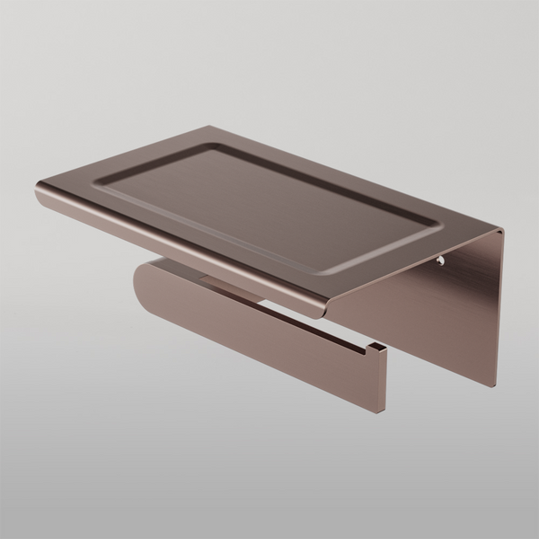 Nero Bianca Toilet Roll Holder With Phone Holder Brushed Bronze