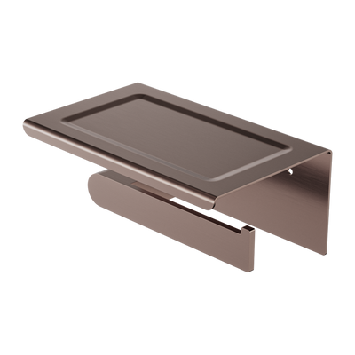 Nero Bianca Toilet Roll Holder With Phone Holder Brushed Bronze