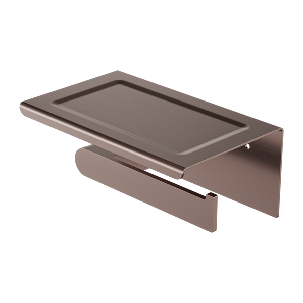 Nero Bianca Toilet Roll Holder With Phone Holder Brushed Bronze