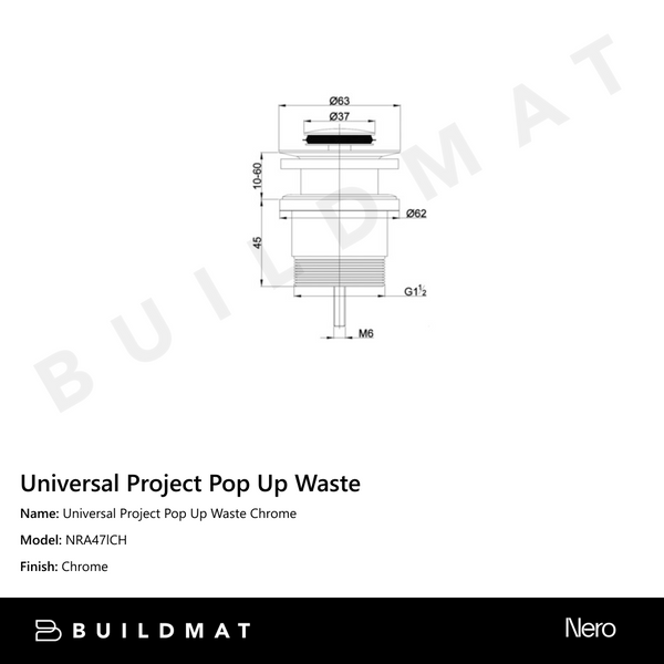 Nero Universal Project Pop Up Waste Chrome